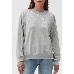 Michael Stars Sweatshirt Gray Silver Splatter Print Size Large
